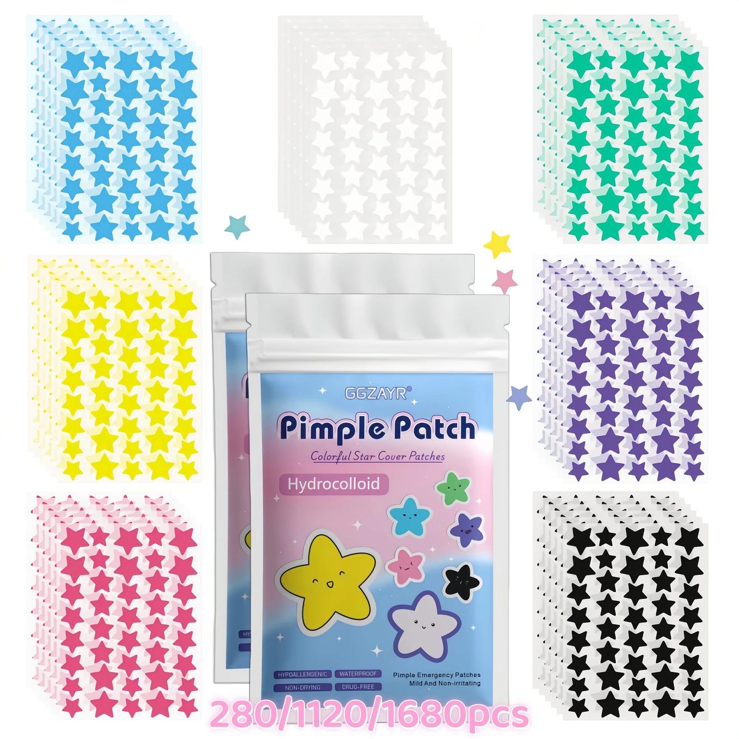 Hydrocolloid Pimple Patches - Fun Star Shaped Patches