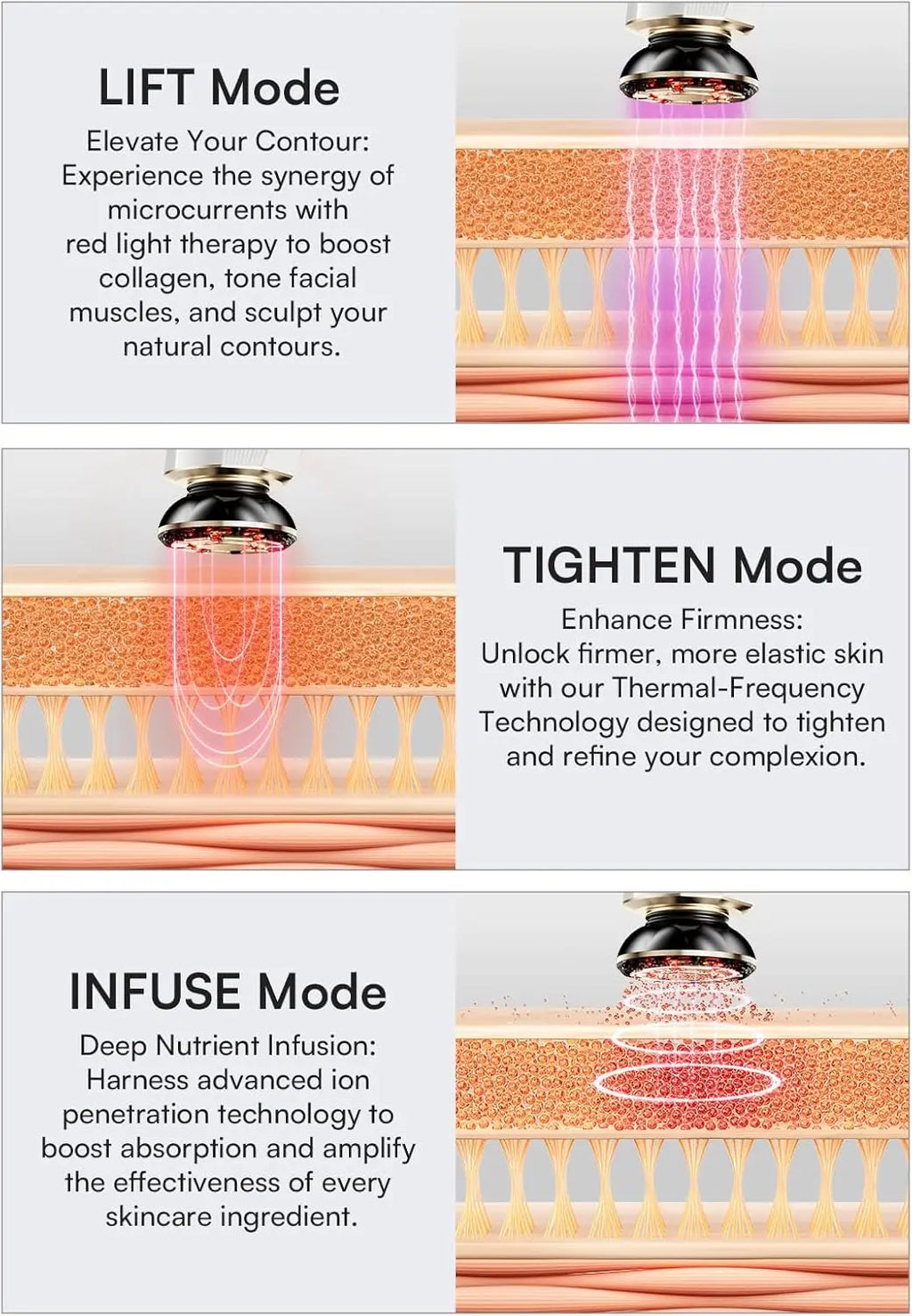 3 in 1 red light facial and neck beauty device, a skincare tool that eliminates skin swelling and tightens the skin